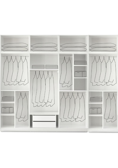 GuneyStore Sport 8 Kapaklı Komple MDF Yüklüklü Beyaz Gardırop