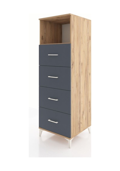 Kronos Dolap Tek Raflı 4 Çekmeceli 60x59x182 Çam-antrasit Atlas Çam