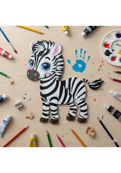 Boyanabilir Ahşap Zebra Figürü 16x15 Cm 10 Adet