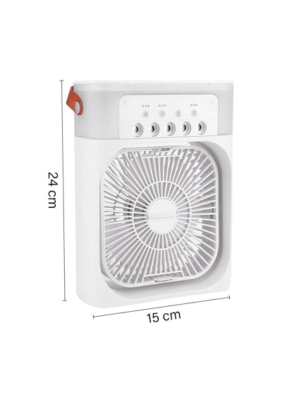 Exenar - Siyah - Buharlı Serinletici Masaüstü Mini Fan Nemlendirici Led Işıklı Hava Soğutucu Vantilatör 600ml 3kademe