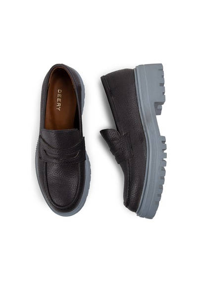 Deery Hakiki Deri Gri Loafer Kadın Ayakkabı - 01903zgrıp01 Gri