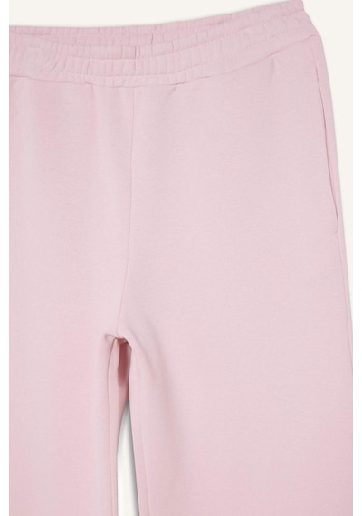 Defacto Straight Fit Basıc Cepli Yüksek Bel Eşofman Altı B8571AX25SP Pembe