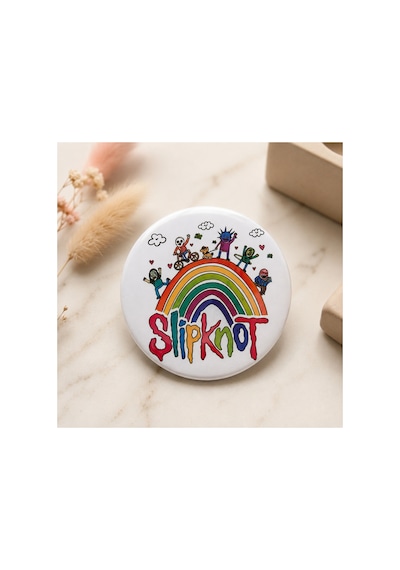 Slipknot Rainbow Tasarımlı Metal Rozet Retro Kawaii Rock Band 58 Mm Çanta Ceket Rozeti Çok Renkli