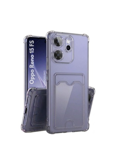 Oppo Reno 15 Fs Uyumlu Kartlıklı Kılıf Darbe Emici Köşe Korumalı Cüzdanlı Silikon Kapak Şeffaf