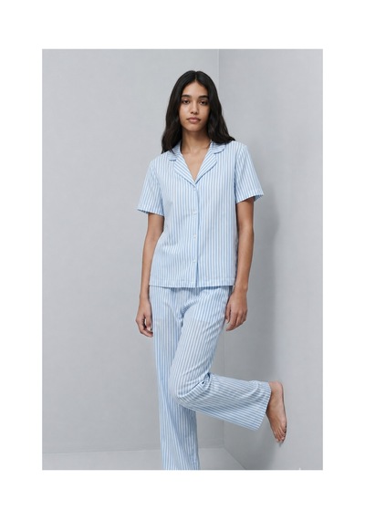 Fit Women Standart Boy Elastanlı Mavi Pijama Takımı
