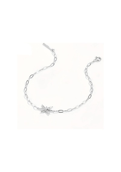 Brezza Lusso Jewelry Yıldız Figürlü 925 Ayar Zirkon Taşlı Zincir Kadın Gümüş Bileklik Gümüş