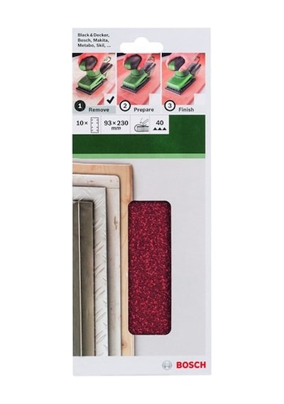 10'lu Titreşimli Zımpara Kağıdı, 93 X 230 Mm 40 Kum