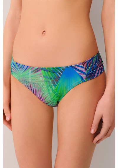Suwen Palm Yanı Pileli Bikini Alt Sb25560372372 Palmiye Desenli