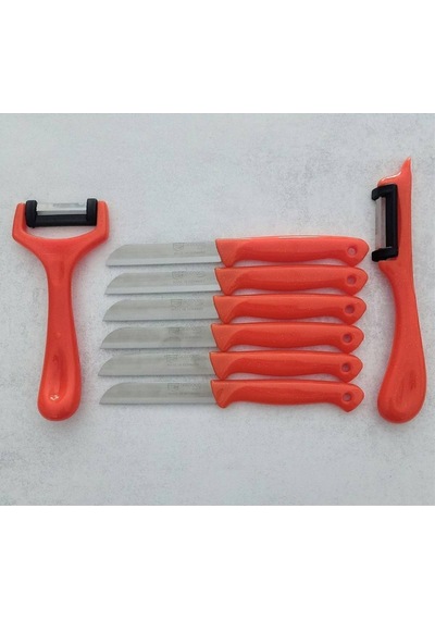 Solingen 6'lı Meyve-sebze-doğrama Bıçağı Ve 2'li Soyacak 8'li Set Turuncu Metal