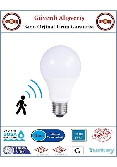 Cata Harekete Duyarlı Sensörlü Led Ampül 12 Watt - Beyaz 1 Ad