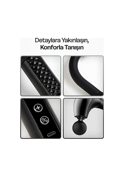 Masaj Tabancası Uzatmalı Sarjlı Derin Doku Boyun Ve Omuz Sırt Bel Uzatılmış Sap Masaj 4 Başlık Ve 3 Mod