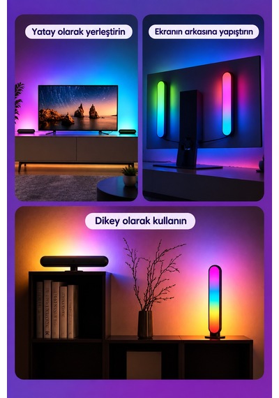 Nova 2 Li Rgbıc Masaüstü Led Lamba Telefon Ve Kumanda Kontrollü, Yatay Ve Dikey Kullanım Rgb-ıc