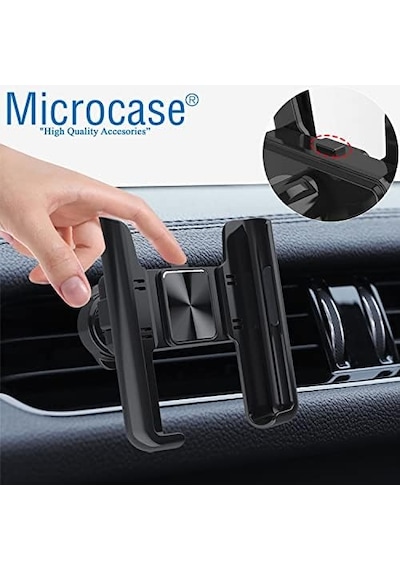 Microcase 360 Derece Dönebilir Araç İçi Izgaralıktan Metal Kelepçeli Telefon Tutucu - Al3741