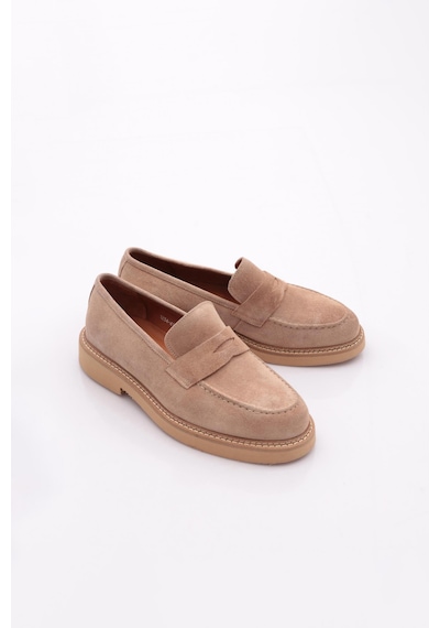 Dgn 1234 Erkek Loafer Ayakkabi Bej Süet