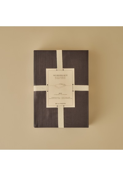%100 Pamuk Saten Supreme Basic Çift Kişilik Nevresim Seti Antrasit 200x220 Cm