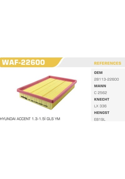 WINKEL WAF-22600 Hava Filtresi Accent Mılenyum Admire 00-06 1.3 1.5 1.6