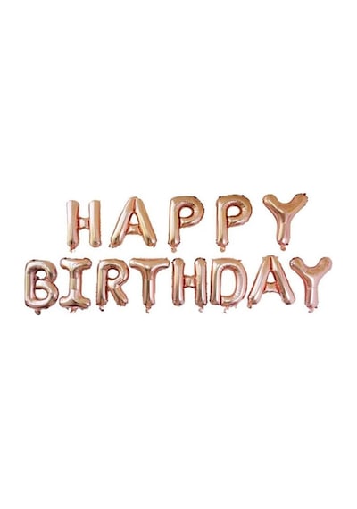Beysüs Happy Birthday Rose Gold Harf Folyo Balon Set Altın