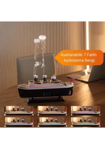Vothoon Titanic Gemi Hava Nemlendirici Işıklı Fonksiyonlu Buhar Makinesi Kumandalı