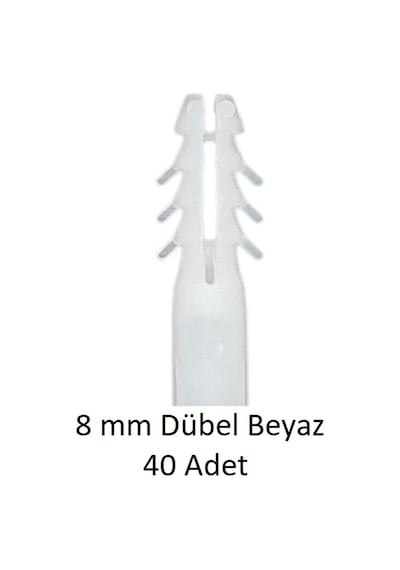 Dübel, 8 Mm Beyaz Dübel, 40 Adet