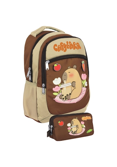 Capybara Erkek Çocuk İlkokul Sırt Çantası Ve İki Gözlü Kalemlik Seti - Bej/kahverengi - Setcpb5230c Çok Renkli