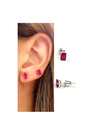Sky Diamond Red Creative Rubies 925Ayar Gümüş Minimal Küpe