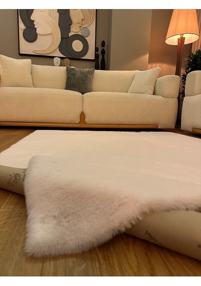 Ultra Soft Beyaz Yumuşak Dokulu Peluş Halı Dikdörtgen