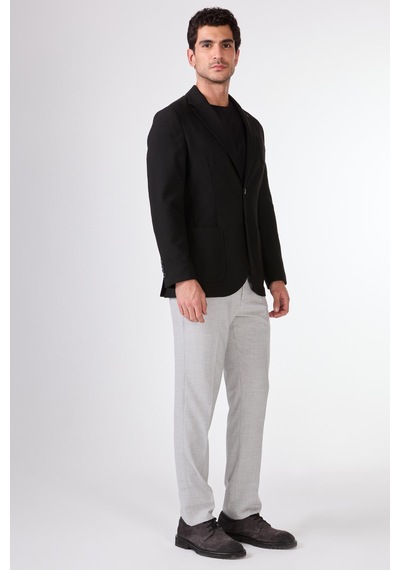 Dufy Siyah Balıksırtı Erkek Ceket - Slim Fit Siyah