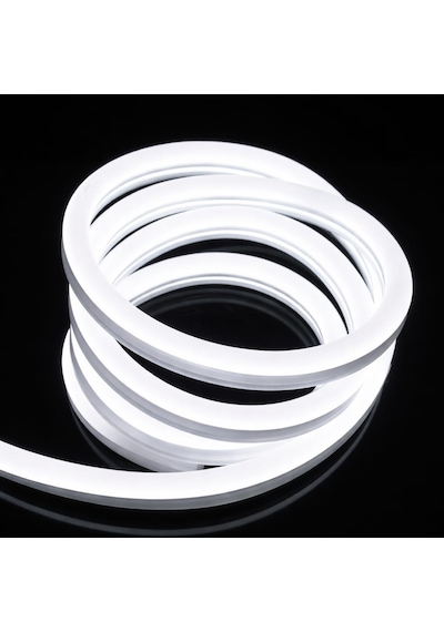 Neon Şerit Led 220 Volt Esnek Silikonlu Aydınlatma + Fiş Dahil 6mt-beyaz