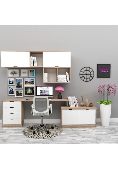 Vario Raflı Çalışma Masası Suntalam Çok Renkli
