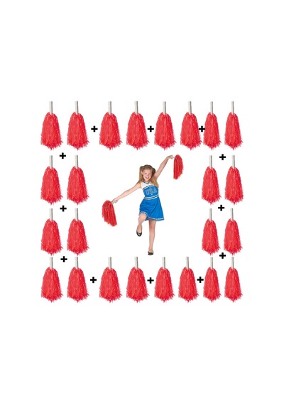 Kırmızı Gösteri Ponponu - 12 Çift 12+