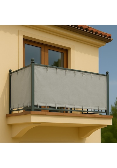 Gencer Home Balkon Perdesi Bağcıklı Ölçü Seçenekli Düz Koyu Gri Gri