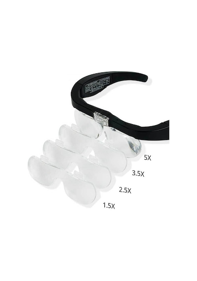 Hombey Tamir Ve Okuma İçin Led Işıklı Büyüteç Gözlük - 4 Farklı Büyüme Oranı 1.5x, 2.5x, 3.5x, 5.0x Lens Seti Multicolor