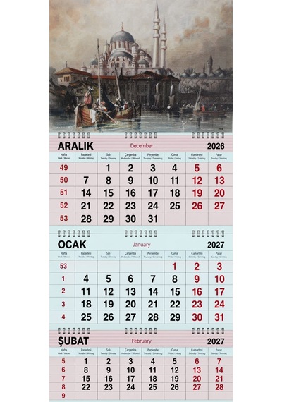 2027 Yılı Gemici Takvimi-thomas Allom Camii Gravürü 1838