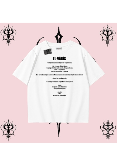 Tarzsokak El-varis Rabbimin 99 İsminden El-varis Oversize Unisex Tişört Hakikat Temalı Streetwear Çok Renkli