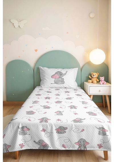 Evimde Bambaşka Fil Bebek Kız Çocuk Pike Takımı - Sevimli Minimal Gri Pembe Bebek Odası Yatak Örtüsü - 160x220 CM Evimde Bambaşka Fil Bebek Kız Çocuk Pike Takımı - Sevimli Minimal Gri Pembe Bebek Odası Yatak Örtüsü - 160x220 CM