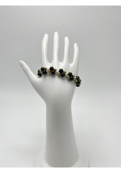 Yıldız Doğal Taş 6mm Ipli Golden Obsidyen Ayarlanabilir Ölçü Doğal Taş Bileklik Siyah
