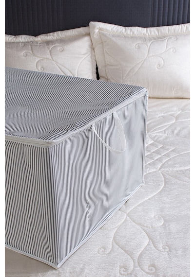 Serstil Maxi Boy Gri Çizgili Yastık Yorgan Hurcu 75 X 40 X 40 Cm