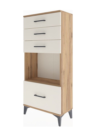 Arges Dolap Tek Raflı 4 Çekmeceli 60x30x134 Çam-aytaşı Çam