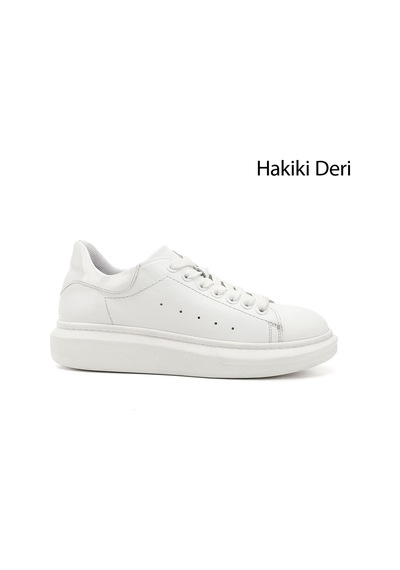 Gönderi(R) Gönderi R Kadın Beyaz Bağcıklı Dolgu Taban Hakiki Deri Sneaker Gdza13424283 Beyaz