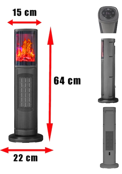 Hoogar German 2075 L Grey Oben Seri Oled Şömineli Ekran Dijital Kule Tipi Turbo Hızlı Isıtıcı