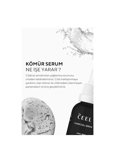 The Ceel Aha Bha Aktif Kömür Içeren Cilt Kusur Azaltıcı Niacinamide Etkili Siyah Serum 30 Ml