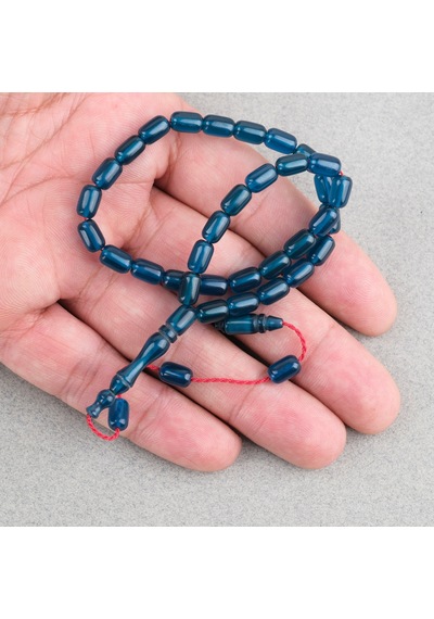 Sıkma Kehribar Kapsül Kesim Sistemli Bilek Boy 5x8mm Tesbih Zümrüt Yeşili