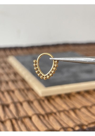 %100 Cerrahi Çelik Damla Çok Toplu Kilitli Altın Halka Septum Piercing Altın