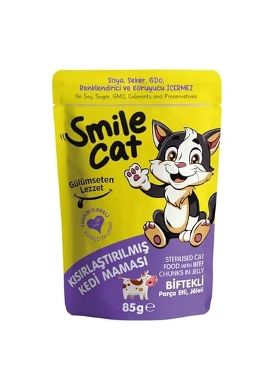 Smile Cat Pouch 85 Gr Kısır Kedi Biftekli 103 Ivory