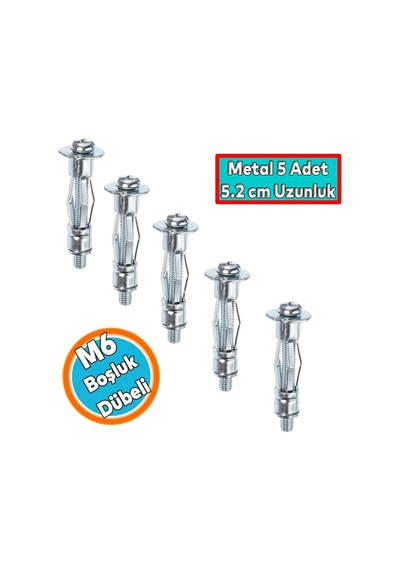 Boşluk Dübel Çelik Alçıpan Frt Tuğla Duvar Bims Paraşüt Dübeli 6x52 Metal 5 Adet Diğer