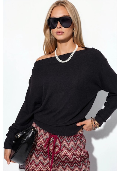 Hiccup Busem Kadın Düz Bisiklet Yaka Sweatshirt Siyah