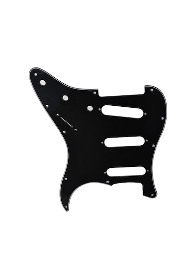 Stratocaster St Kasa Elektro Gitar Pickguard 3 Katmanlı 11 Delikli Düz Siyah