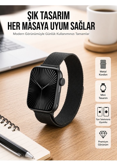 Sq-16 Mini Series 10 Akıllı Saat Şık Ve Hafif Tasarım, 3 Kordon Seçeneği - Lisinya