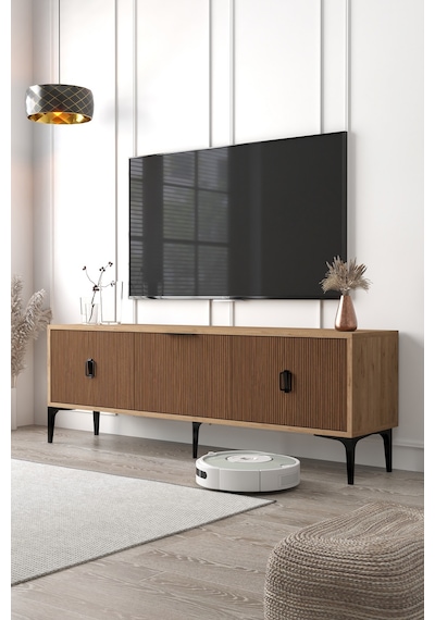 3503 Neva Tv Ünitesi 150 Cm 3 Kapaklı Kaplan - Sepet Tv Sehpası