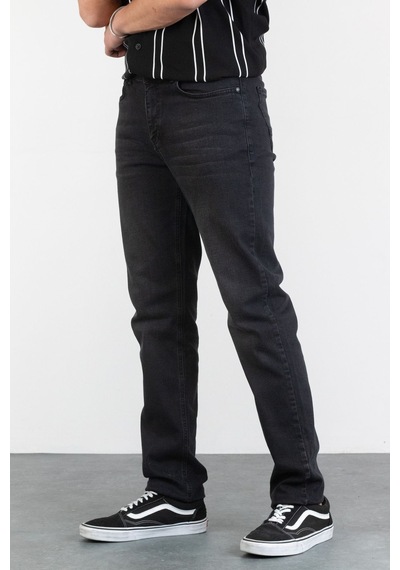 HLT Jeans Erkek Antrasit Yıkamalı Regular Fit Boru Paça Likralı Jean Kot Pantolon Joe